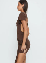 Madlen Open Back Draped Mini Dress Brown