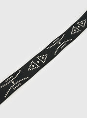 Jordynne Studded Faux Leather Belt Black Silver