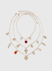 Kiss And Tell Layered Charm Necklace Gold