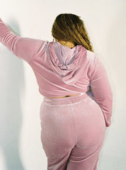 Velour Hoodie Pink Curve