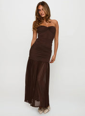 Nevena Strapless Maxi Dress Brown