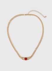 No Place Like Home Necklace Gold Red