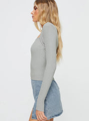 Gleeson Square Neck Long Sleeve Top Grey