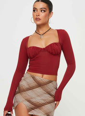 Candyce Long Sleeve Top Burgundy