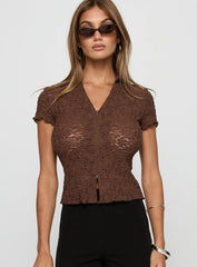 Best Shot Collared Top Brown