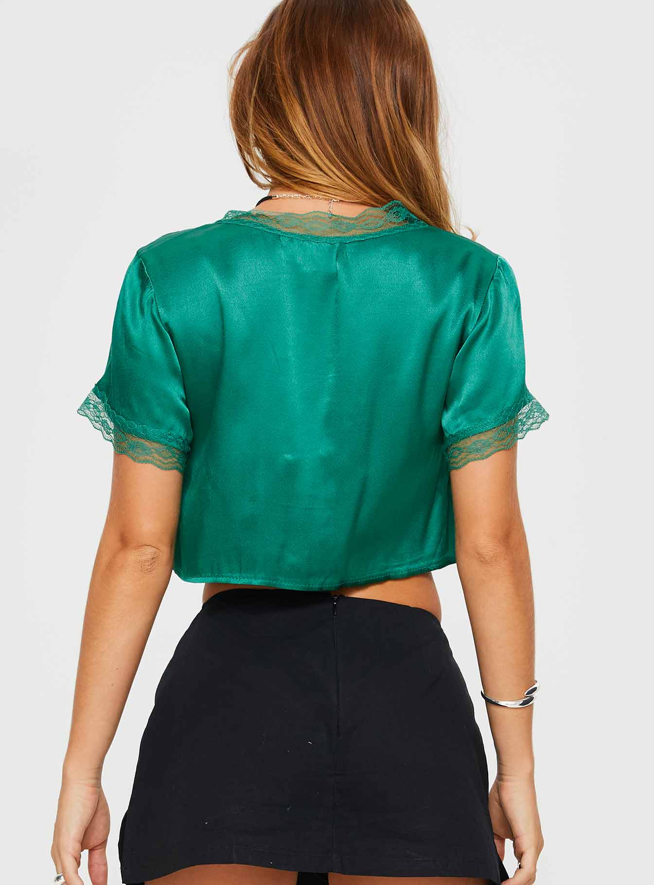 Vintage Tie Up Top Green