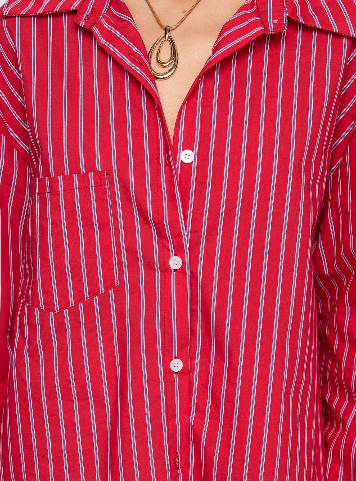 Kodhi Oversized Long Sleeve Top Red Stripe