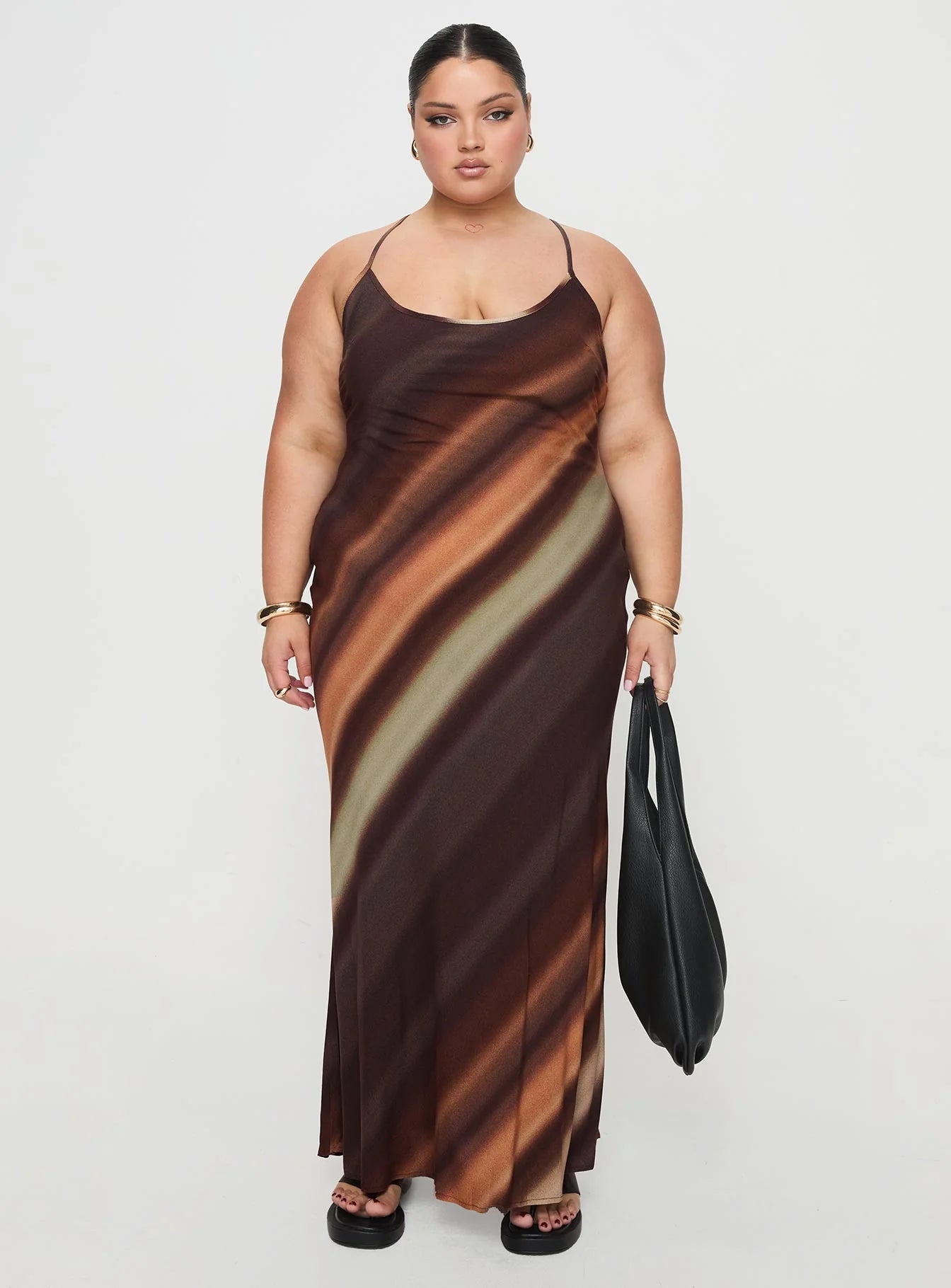 Otillie Maxi Dress Brown Multi Curve