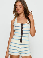 Adiana Halter Knit Top Cream / Blue Stripe