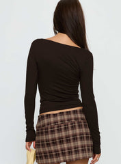 Kammy Long Sleeve Cowl Neck Top Espresso