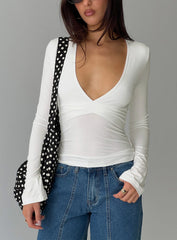 Madelon Long Sleeve Wrap Top White