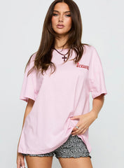 Flower Chart Oversized Tee Pink
