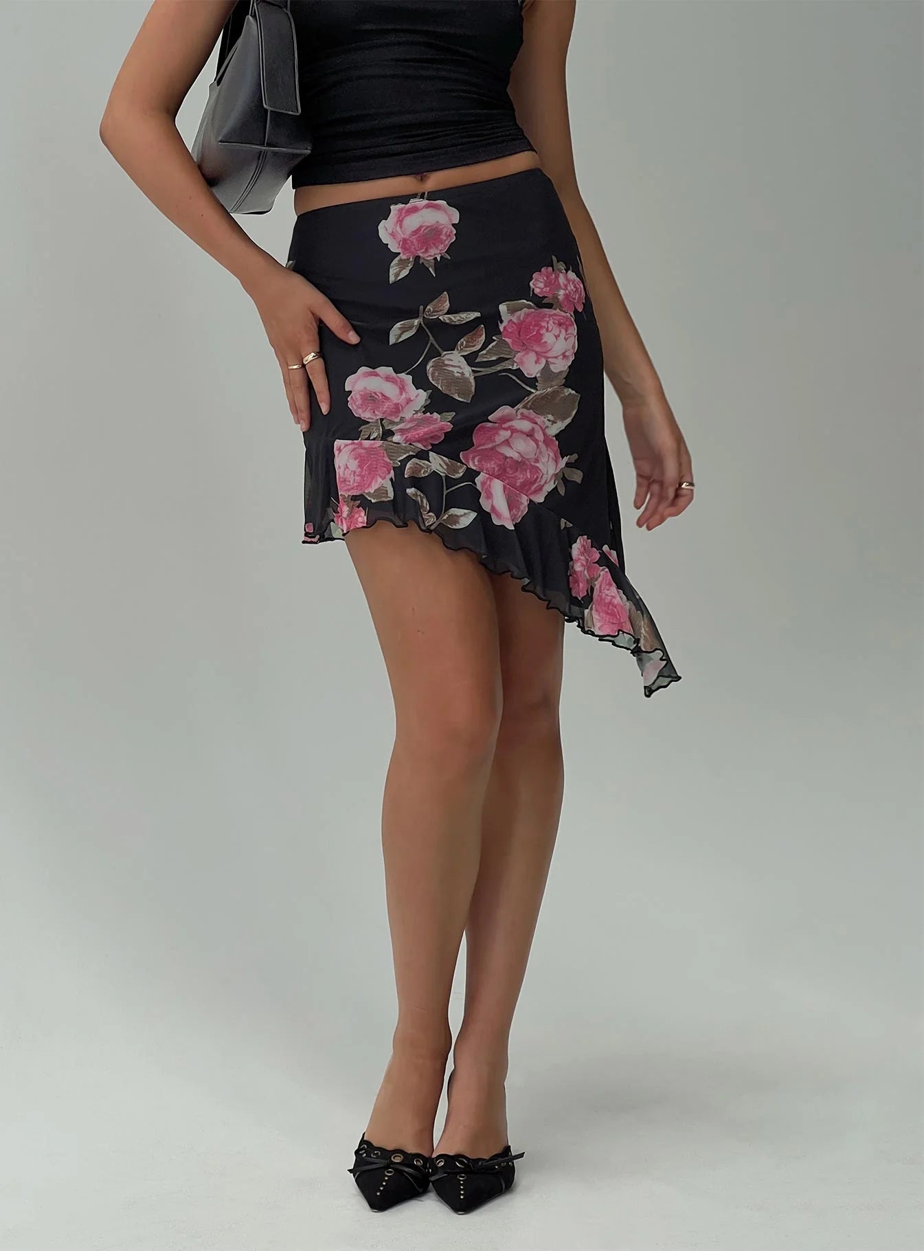 Apricota Mini Skirt Black Floral