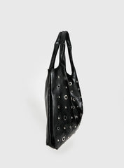 Find Your Love Eyelet Detail Shoulder Bag Black
