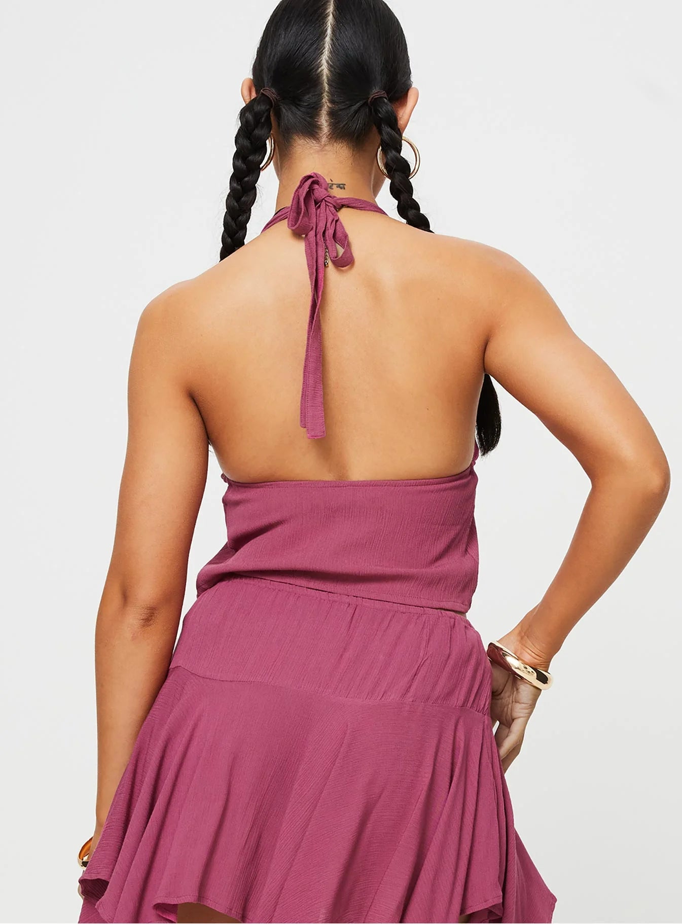 Tarala Halterneck Top Daco Rose Crinkle