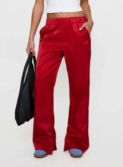 Travalta Satin Track Pant Red