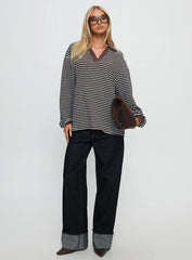 Rigbys Collared Jumper Brown / Blue Stripe