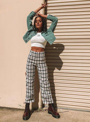 Euros Check Pants Black / White Petite