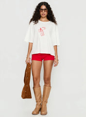 Lucky You Lighter Oversized Graphic Top White