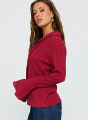 Beatris Long Sleeve Top Red