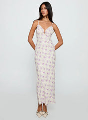 Jessamine Frill Maxi Dress White Lilac