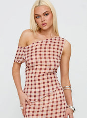 Hea Top Peach Check