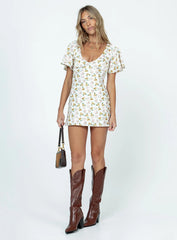 Lucine Mini Dress White Floral