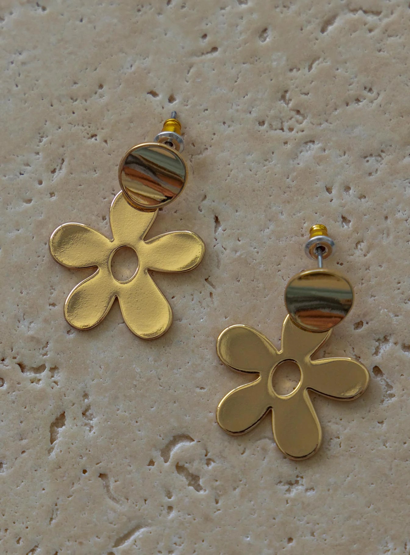 Huston Flower Earrings Gold