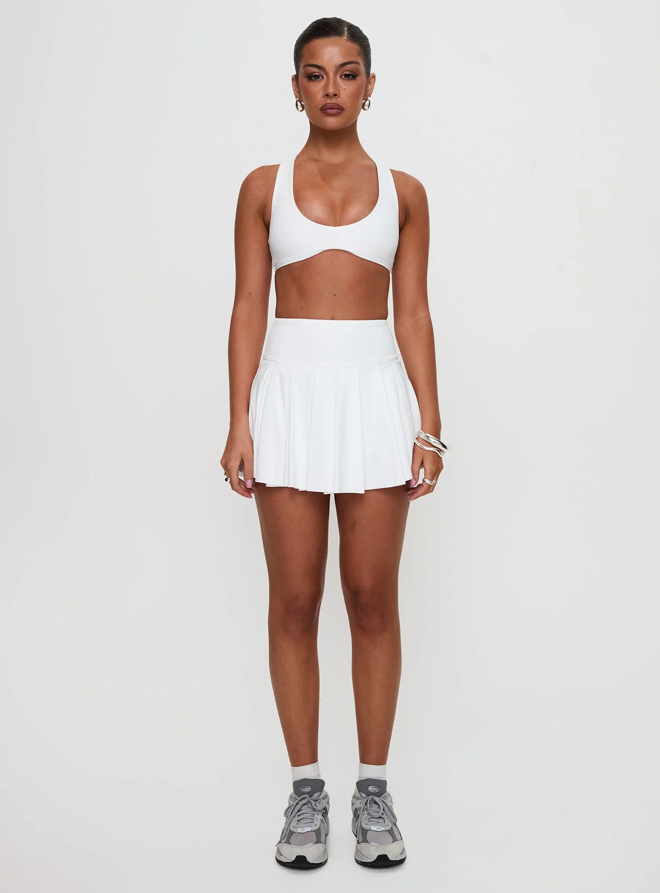 Dynamic Pleat Active Skort White