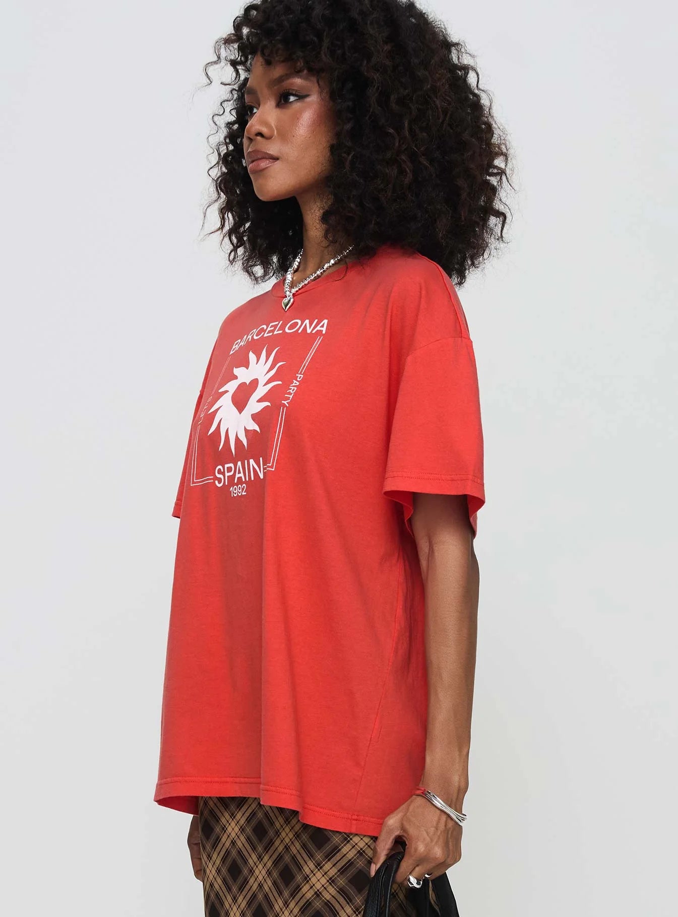 Party In Barcelona Oversized Tee Red