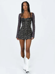 Dyer Sheer Sleeve Mini Dress Black Floral
