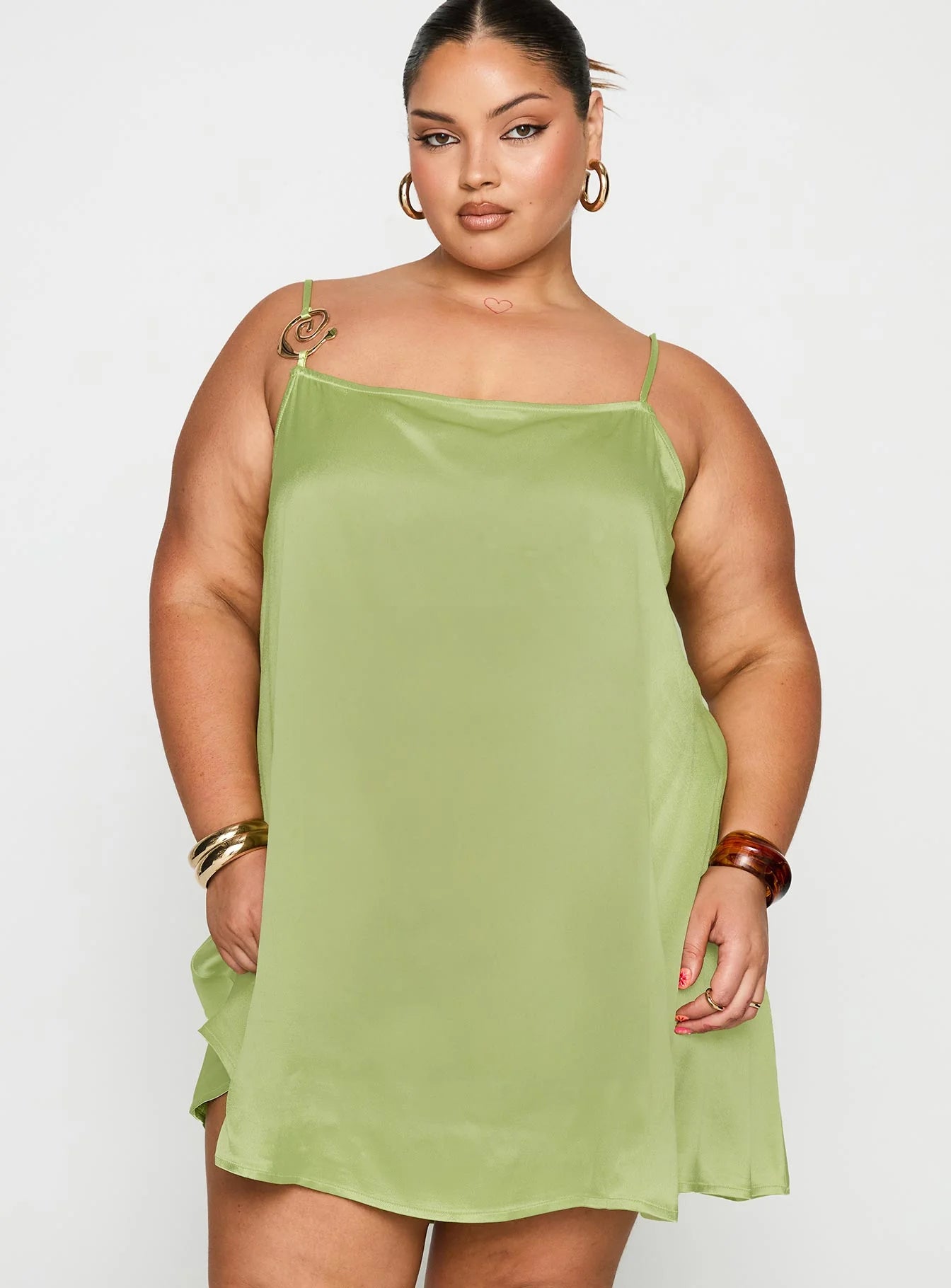 Apple Cider Mini Dress Green Curve