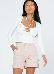 Hadley Mid Rise Shorts Beige