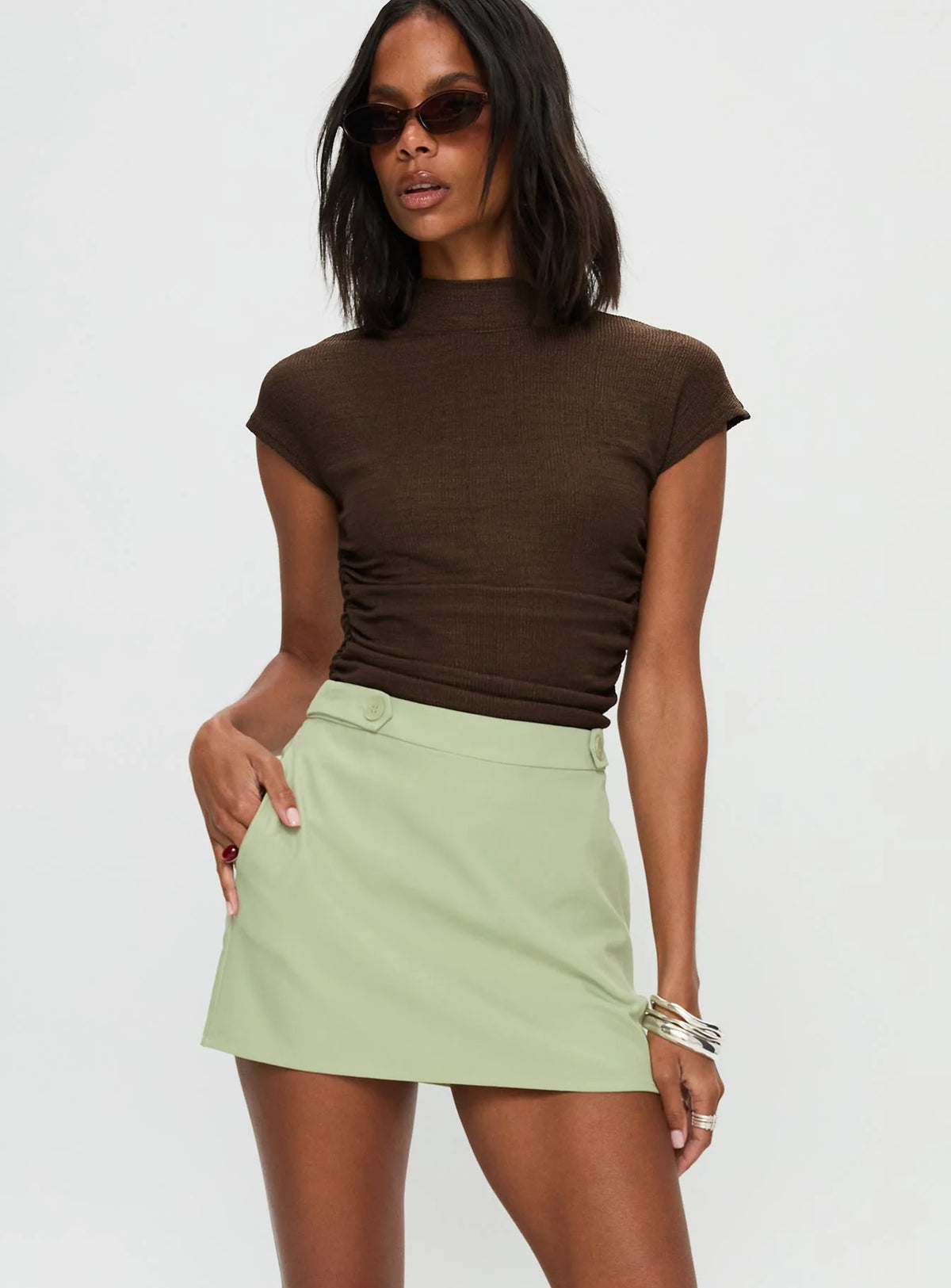 Hosier Twill Mini Skirt Green