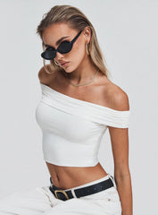 Channel Off The Shoulder Top White