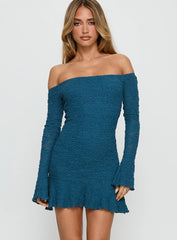 Vancesca Off Shoulder Long Sleeve Mini Dress Navy