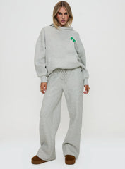 Princess Polly Hooded Sweatshirt Bubble Text Grey Marle / Green