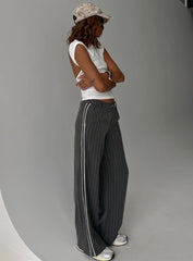 Knowla Pleated Trouser Pant Grey Pinstripe