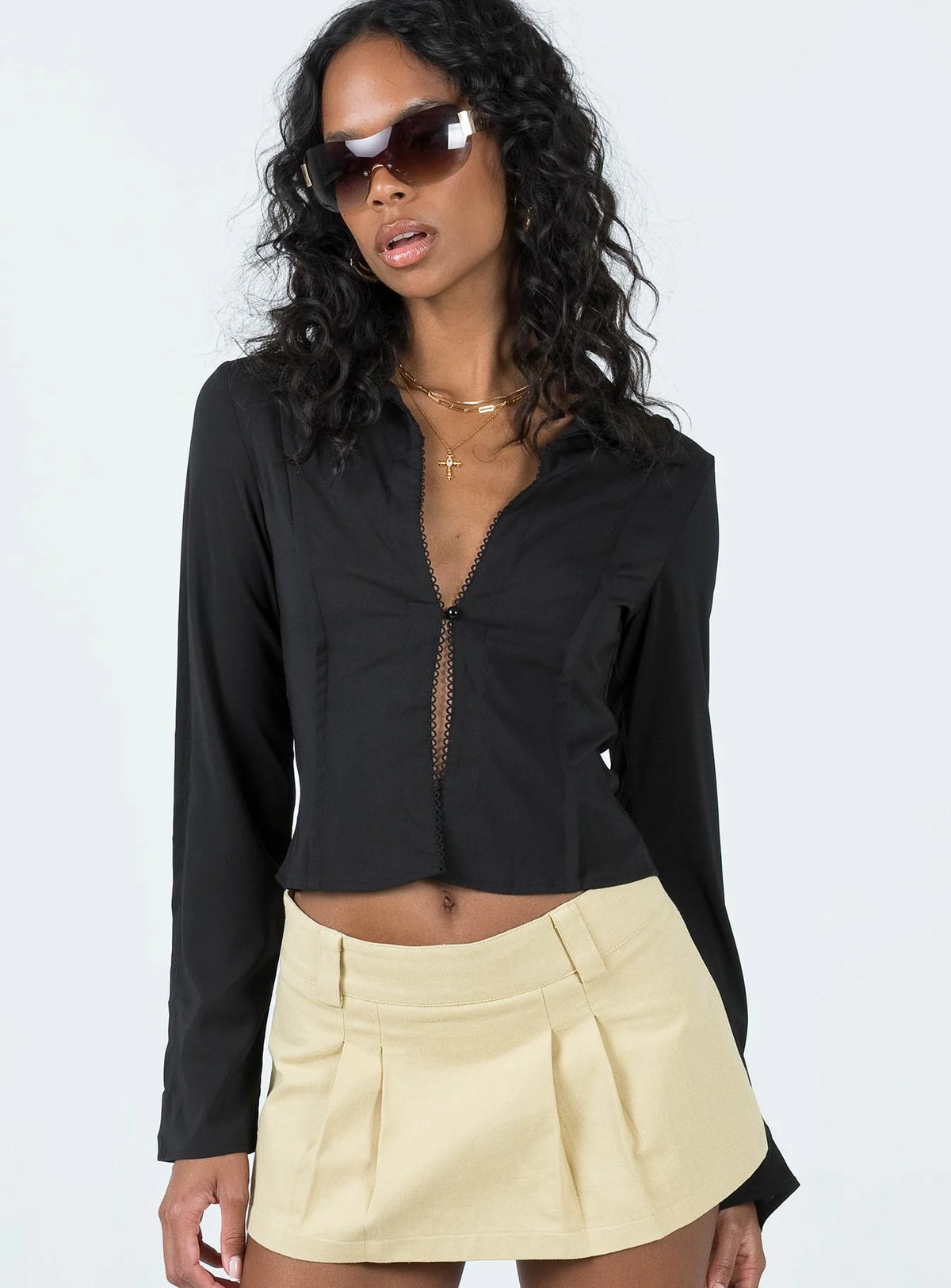 Damson Long Sleeve Top Black