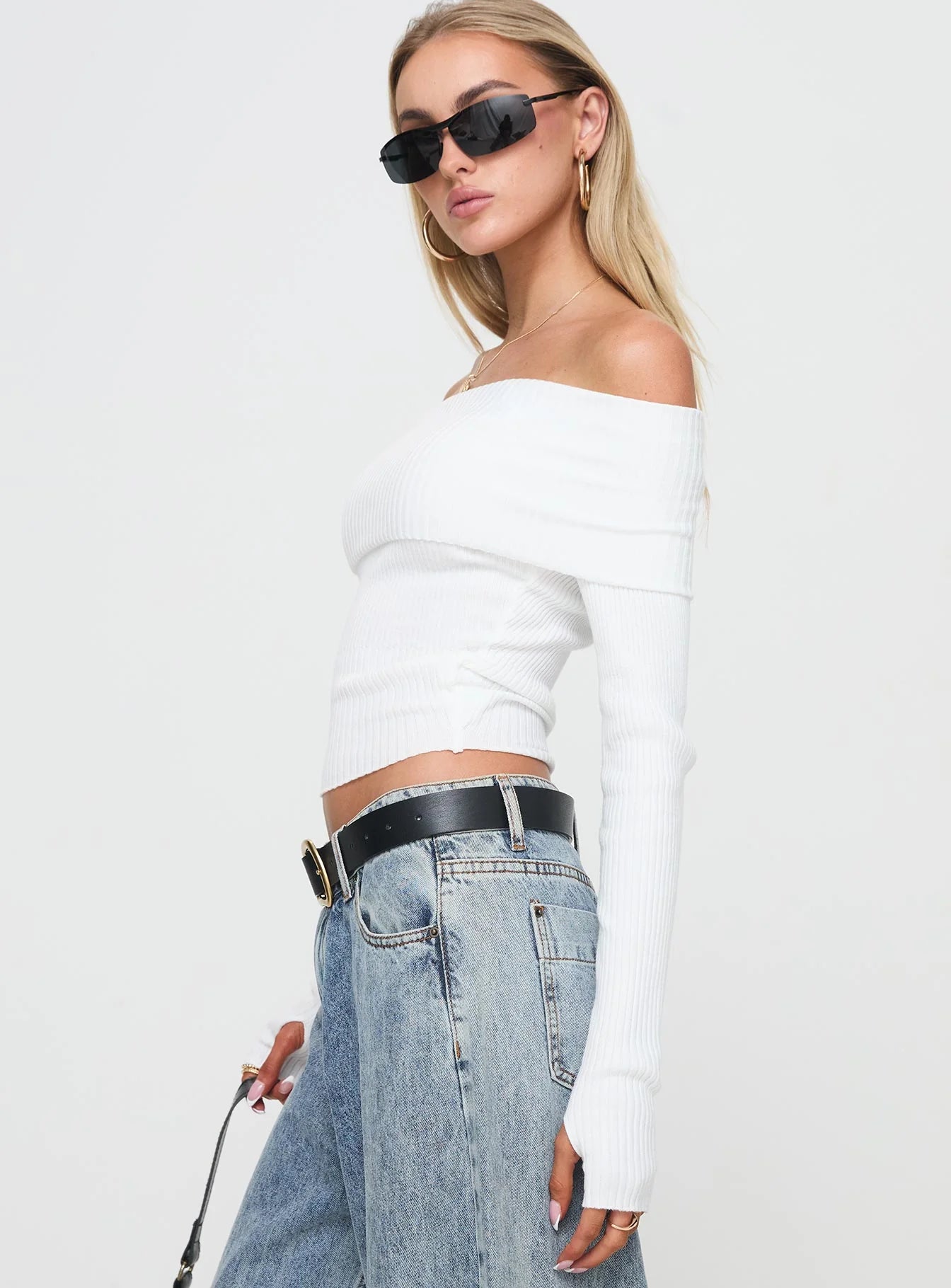 Morley Off Shoulder Sweater White
