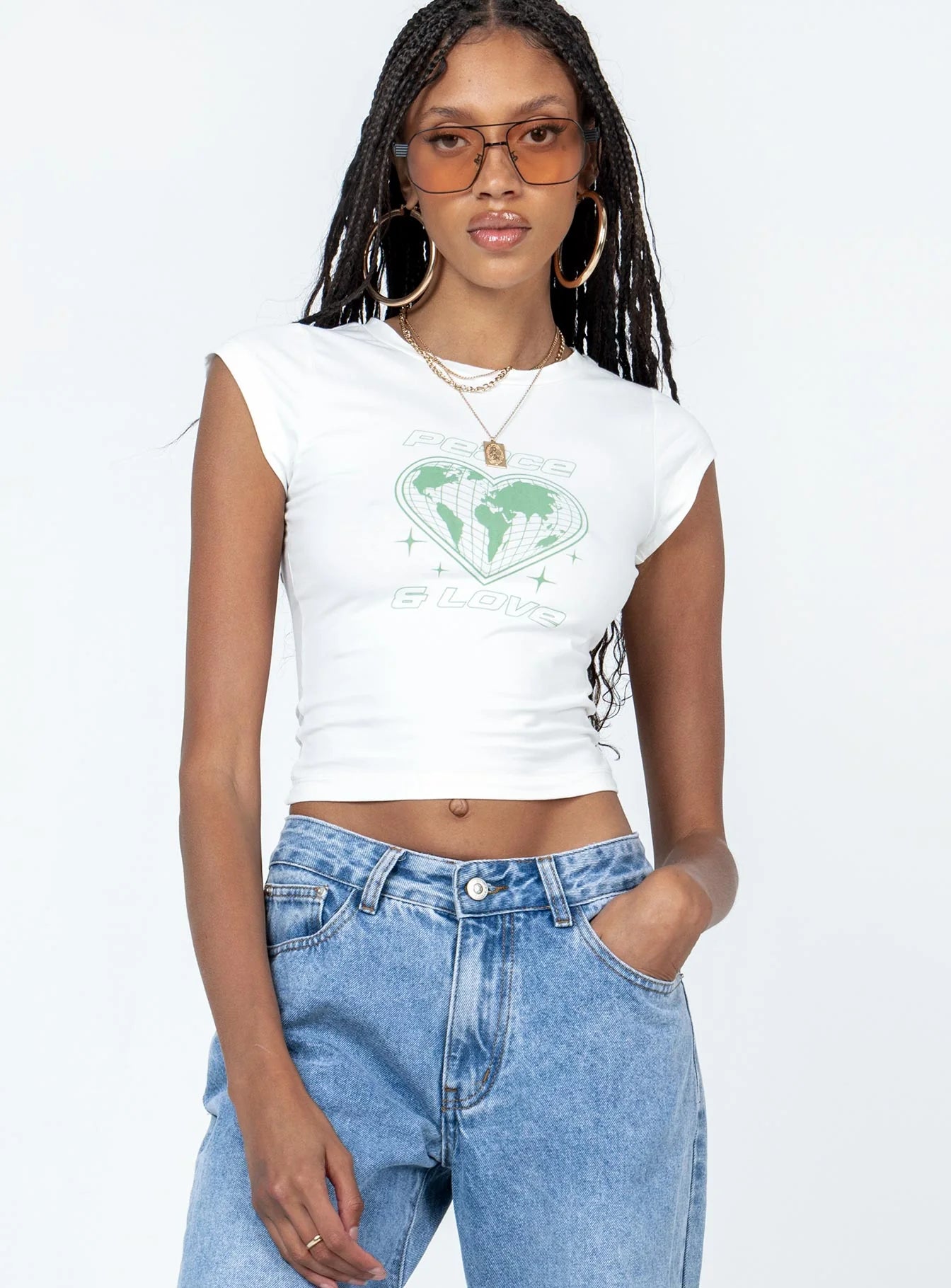 Peace and Love Longline Tee White