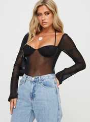 Dyer Sheer Sleeve Bodysuit Black