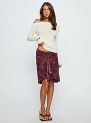 Esmeray Midi Skirt Mesh Tonal Paisley Plum