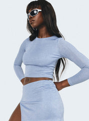 Bold Move Long Sleeve Top Blue Lurex