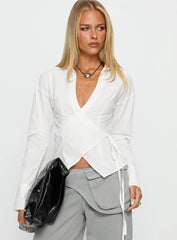 Jolanna Long Sleeve Wrap Top White