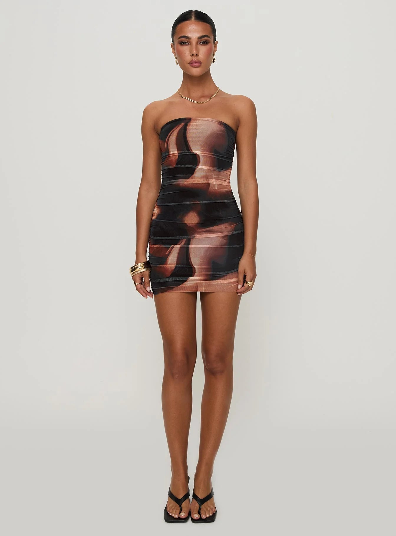 Kalena Mini Dress Brown Multi