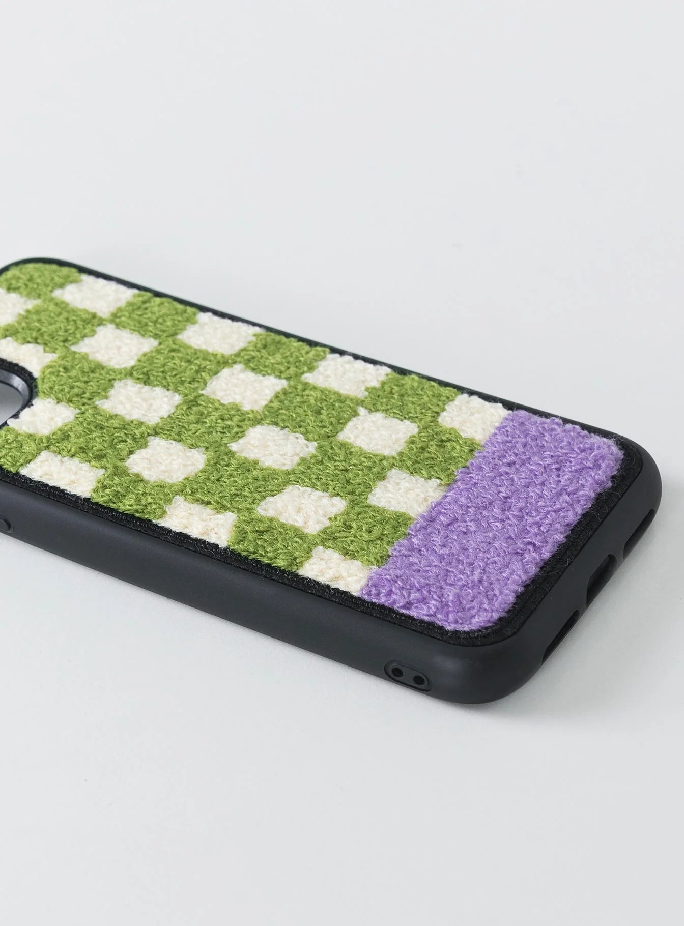 Delano Check Textured iPhone Case Green / White