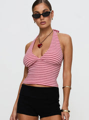 Whimsy Halter Top Pink Red Stripe