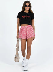 Beach House Shorts Red White Gingham
