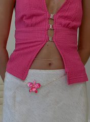 Open Arms Flower Belt Gold Pink